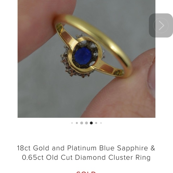 ‼️SALE‼️Authentic Antique Sapphire & Diamond Ring, Platinum & 18K Gold - Picture 8 of 13